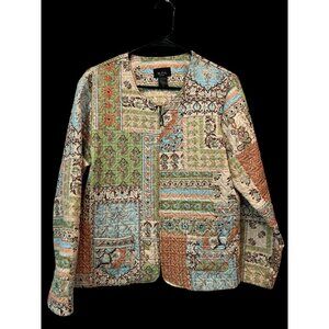 M.D.L. New York Jacket Multicolor Patchwork Quilted Zip - Size XL